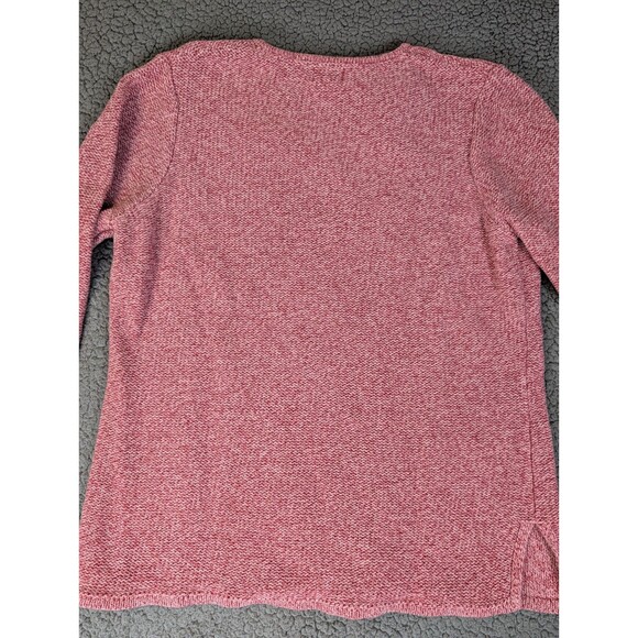 LL Bean Women’s Knit Sweater Red 100% Cotton Marled Tight Knit Cabincore Sz L - Picture 9 of 10